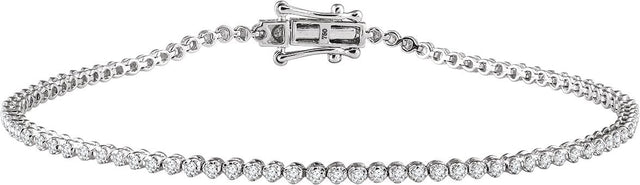 14K Gold Round Natural Diamond Line Bracelet – 1.3mm Stones