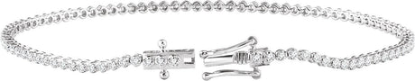 14K Gold Round Natural Diamond Line Bracelet – 1.3mm Stones - view 2
