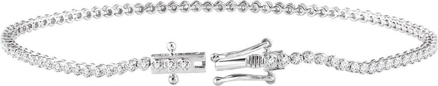 14K Gold Round Natural Diamond Line Bracelet – 1.3mm Stones - view 2