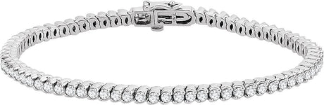 14K Gold Round Natural Diamond Line Bracelet VI