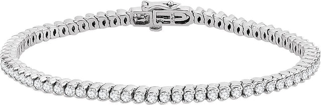 14K Gold Round Natural Diamond Line Bracelet VI