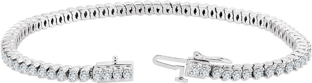 14K Gold Round Natural Diamond Line Bracelet VI - view 2