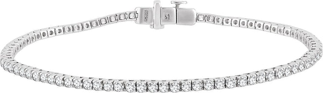 14K Gold Round Natural Diamond Line Bracelet – 1.8mm Stones