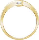 14K Gold Round Natural Diamond Two-Stone Bypass Ring II - Yellow Gold - view 2