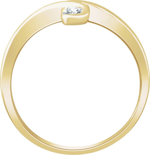 14K Gold Round Natural Diamond Two-Stone Bypass Ring II - Yellow Gold - view 2