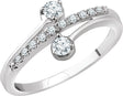 14K Gold Round Natural Diamond Two-Stone Ring – 2.8mm Stones