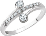 14K Gold Round Natural Diamond Two-Stone Ring – 2.8mm Stones