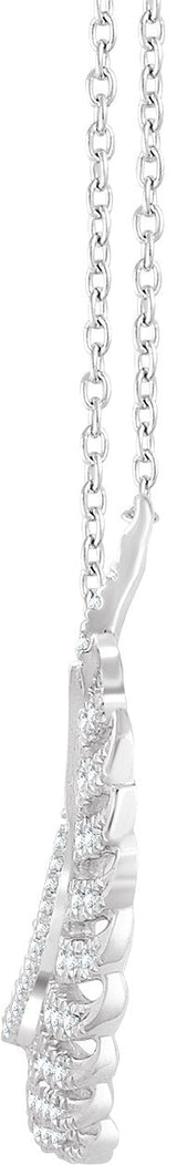 14K Gold Round Natural Diamond Leaf Necklace - White Gold - view 2