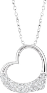 14K Gold Round Natural Diamond Heart Necklace – 1/5 CTW