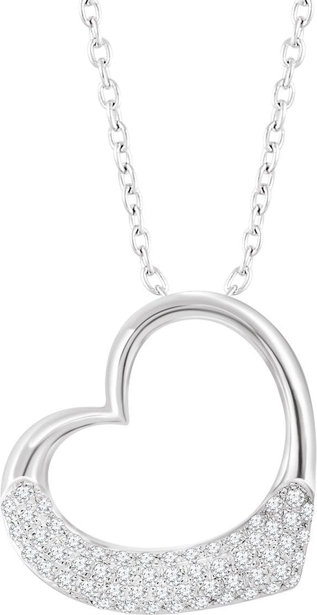 14K Gold Round Natural Diamond Heart Necklace – 1/5 CTW
