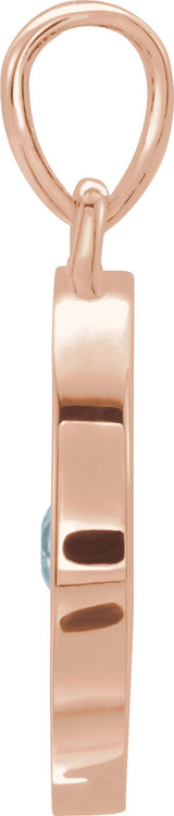 14K Gold Round Natural Pink Tourmaline Disc Necklace or Pendant - Rose Gold - view 2