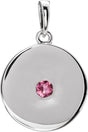 Platinum Round Natural Pink Tourmaline Disc Necklace or Pendant