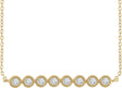 14K Gold Round Natural Diamond Beaded Bar Necklace - Yellow Gold