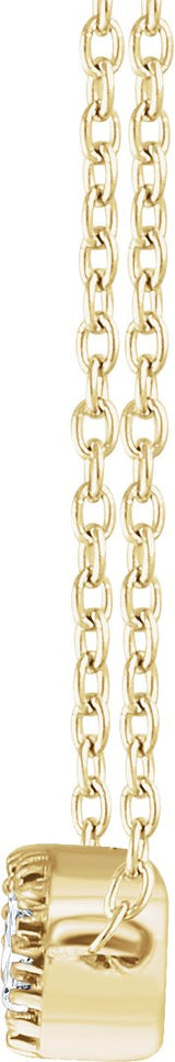 14K Gold Round Natural Diamond Beaded Bar Necklace - Yellow Gold - view 2