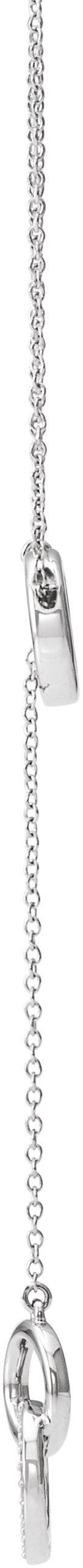 14K Gold Round Natural Diamond Circle Y Necklace - White Gold - view 2