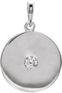 14K Gold Round Natural Diamond Disc Necklace or Pendant - White Gold