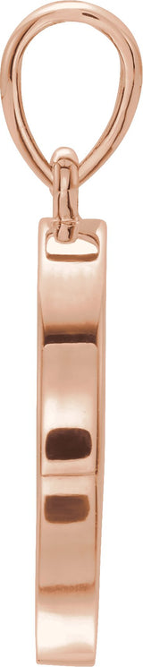 14K Gold Round Natural Diamond Disc Necklace or Pendant - Rose Gold - view 2