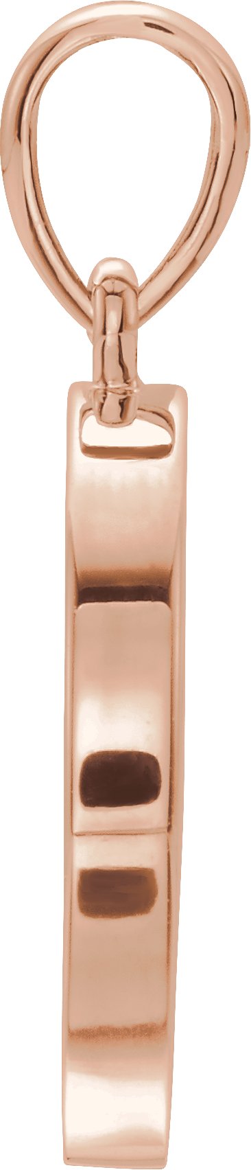 14K Gold Round Natural Diamond Disc Necklace or Pendant - Rose Gold - view 2