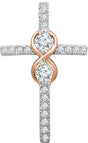 14K Gold Round Natural Diamond Infinity-Inspired Cross Pendant