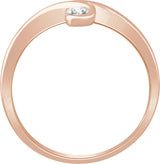 14K Gold Round Natural Diamond Two-Stone Bypass Ring II - Rose Gold - view 2