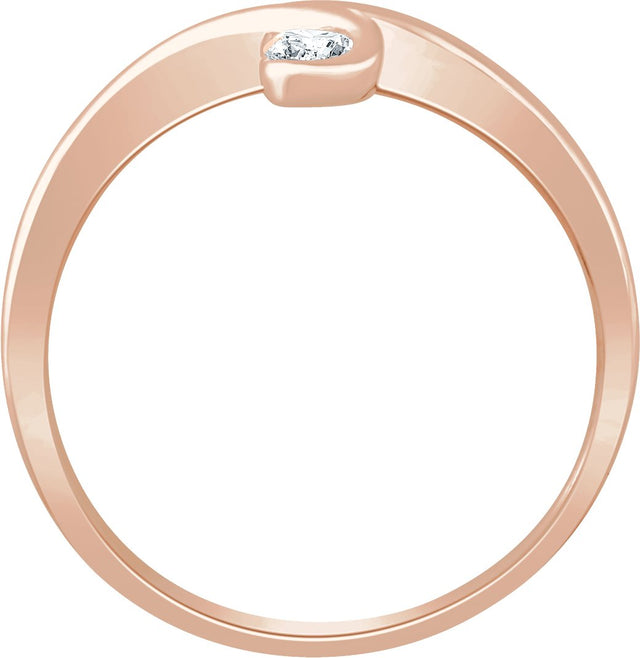 14K Gold Round Natural Diamond Two-Stone Bypass Ring II - Rose Gold - view 2