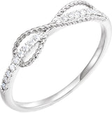 14K Gold Round Natural Diamond Accented Infinity-Inspired Ring III - White Gold