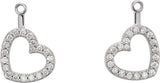 14K Gold Natural Diamond Heart Earring Jackets - White Gold - view 2