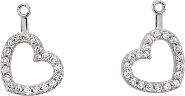 14K Gold Natural Diamond Heart Earring Jackets - White Gold - view 2