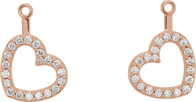 14K Gold Natural Diamond Heart Earring Jackets - Rose Gold - view 2