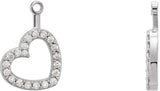 14K Gold Natural Diamond Heart Earring Jackets - White Gold
