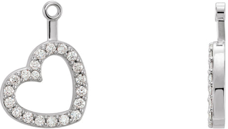 14K Gold Natural Diamond Heart Earring Jackets - White Gold