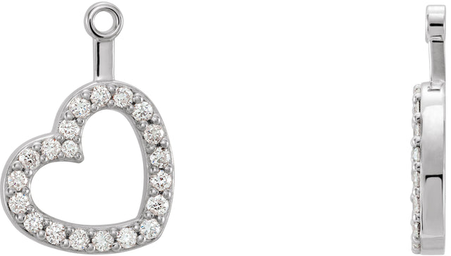 14K Gold Natural Diamond Heart Earring Jackets - White Gold