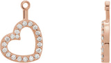 14K Gold Natural Diamond Heart Earring Jackets - Rose Gold