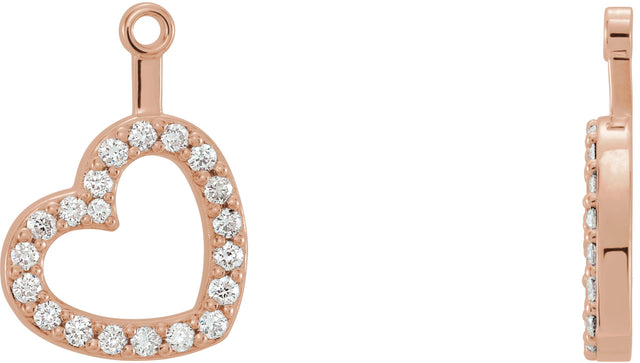 14K Gold Natural Diamond Heart Earring Jackets - Rose Gold