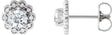 14K Gold Natural Diamond Round 4-Prong Halo-Style Earrings – 4.1mm Stones - White Gold