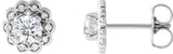 Platinum Natural Diamond Round 4-Prong Halo-Style Earrings – 4.1mm Stones