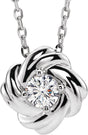 14K Gold Round Natural Diamond Knot Necklace - White Gold