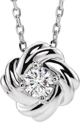 Platinum Round Natural Diamond Knot Necklace