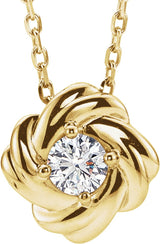 14K Gold Round Natural Diamond Knot Necklace - Yellow Gold