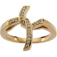 14K Gold Round Natural Diamond Accented Cross Ring