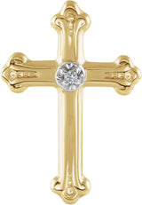14K Gold Round Natural Diamond Cross Lapel Pin – 15x10.5mm