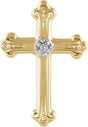 14K Gold Round Natural Diamond Cross Lapel Pin – 15x10.5mm