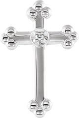 14K Gold Round Natural Diamond Cross Lapel Pin – 14x9mm - White Gold
