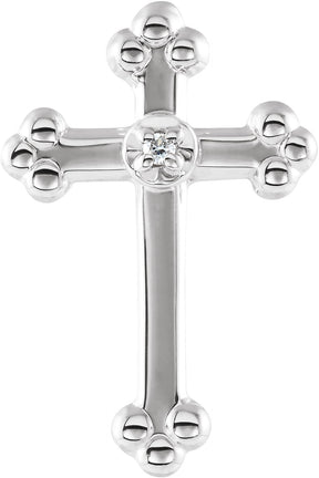 14K Gold Round Natural Diamond Cross Lapel Pin – 14x9mm - White Gold