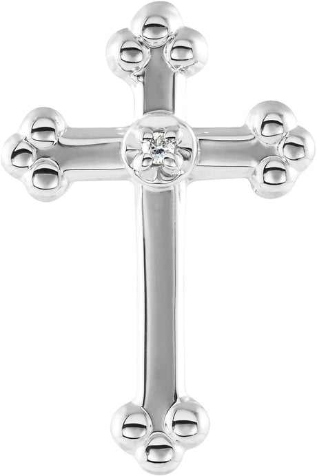 14K Gold Round Natural Diamond Cross Lapel Pin – 14x9mm - White Gold