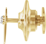 14K Gold Round Natural Diamond Cross Lapel Pin - Two-Tone - view 2