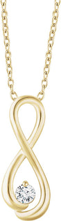 14K Gold Round Natural Diamond Solitaire Infinity-Inspired Necklace - Yellow Gold