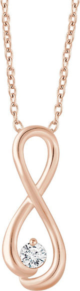 14K Gold Round Natural Diamond Solitaire Infinity-Inspired Necklace - Rose Gold