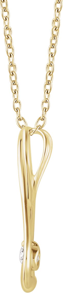 14K Gold Round Natural Diamond Solitaire Infinity-Inspired Necklace - Yellow Gold - view 2