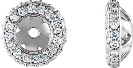 14K Gold Natural Diamond Halo-Style Earring Jackets XVI - White Gold